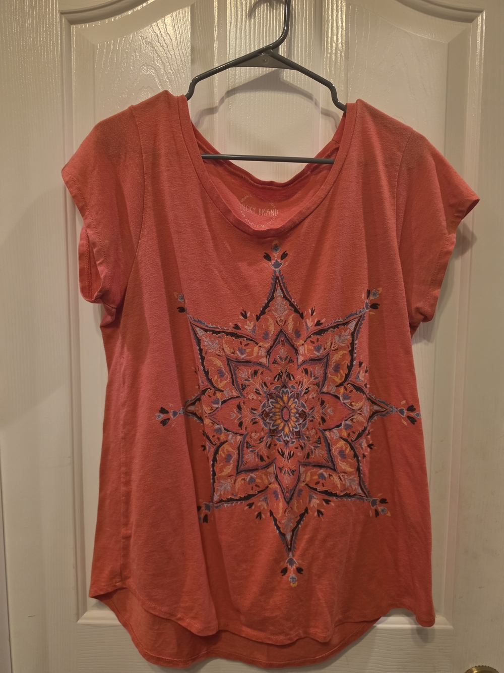 Lucky Brand Coral Short Sleeve Tee with Mandala Graphic #45